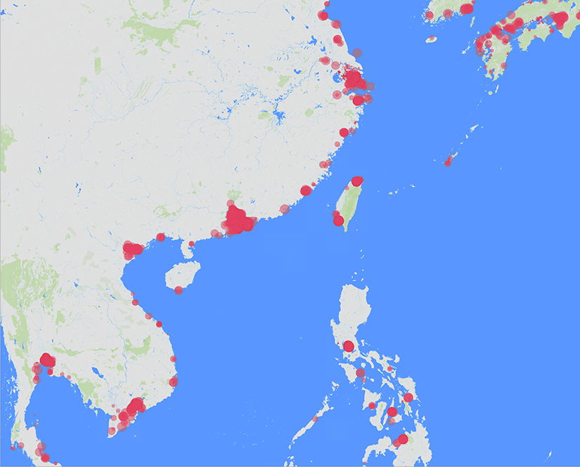 Relative asset-damage risk to Asian company facilities